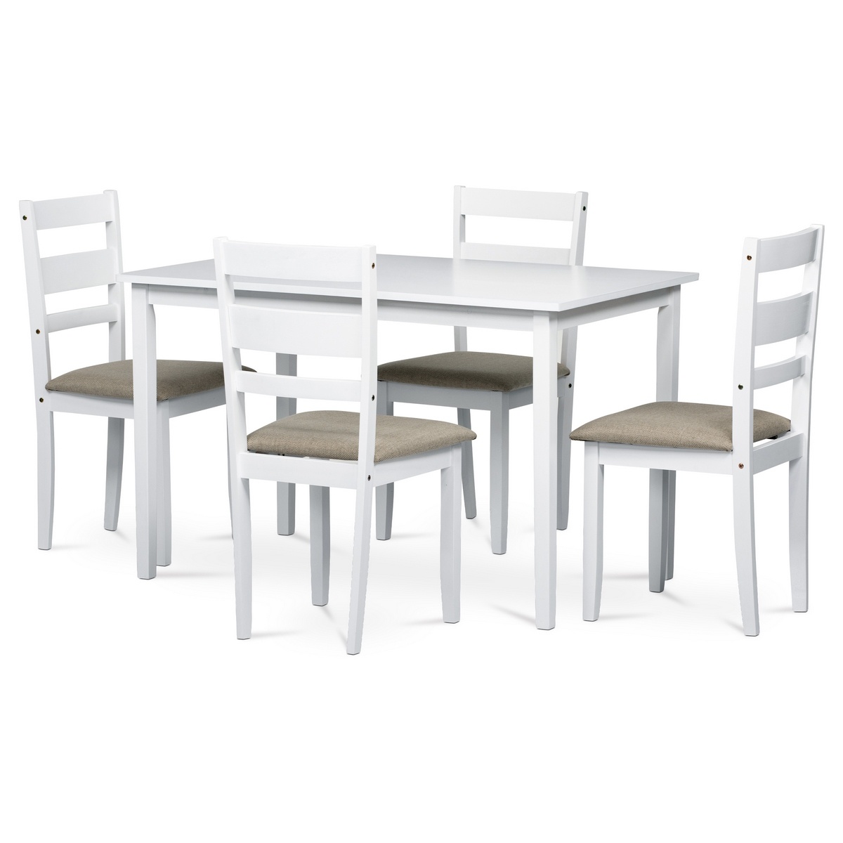 Zestaw jadalniany z litego drewna z 4 krzesłami,120 x 75 x 75 cm, biały