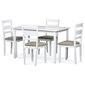 Set de masă din lemn masiv cu 4 scaune, 120 x 75 x75 cm, alb