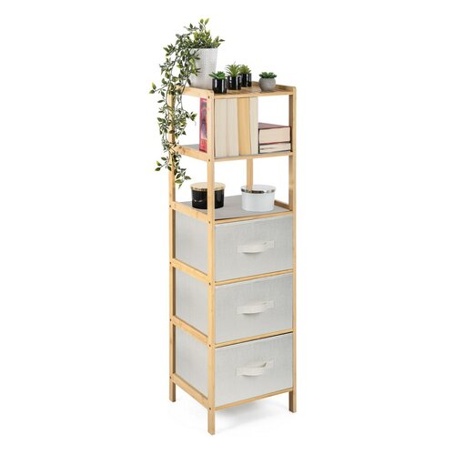 G21 Bambusový regál s košíky, 5 polic, béžová