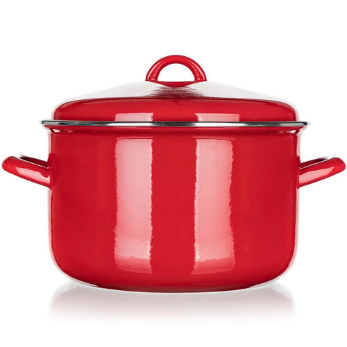 Oală emailată cu capac Banquet Milton roșu, 24 cm, 5,9 l