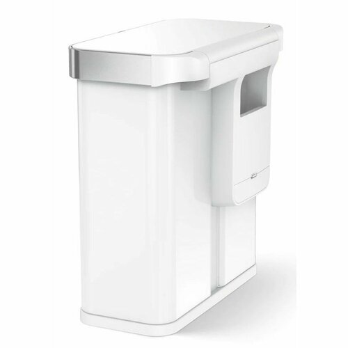 Simplehuman Obdĺžnikový bezdotykový kôš s hlasovým a pohybovým ovládaním 34 + 24 l, biela