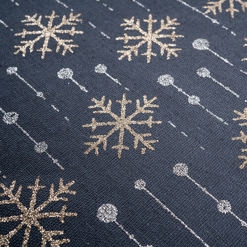 Різдвяна декоративна тканина Сніжинки, темно-сіра, 28 x 270 см