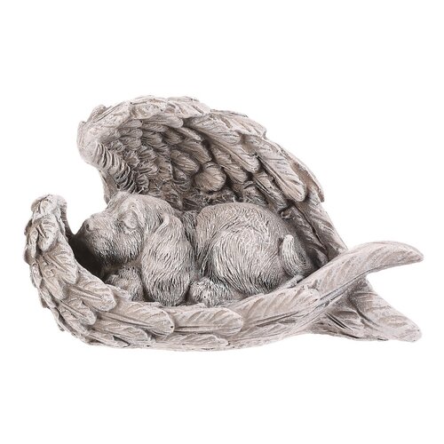 Pietní dekorace Pes v křídlech, polyresin, šedá, 13 x 7 x 8 cm