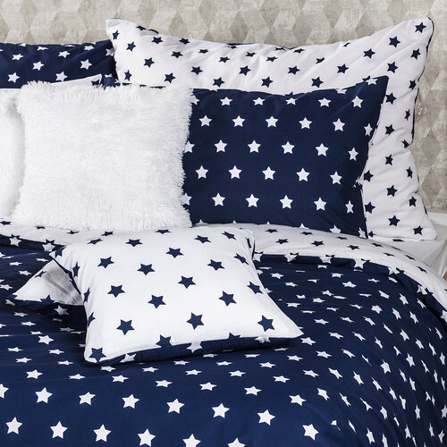 4Home Baumwollbettwäsche Stars Navy Blue, 160 x 200 cm, 70 x 80 cm