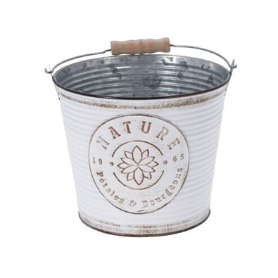 Übertopf aus Metall Natur, Weiß patiniert