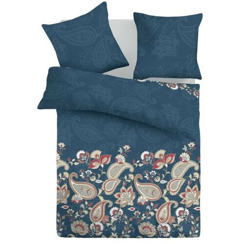 Kvalitex Baumwollbettwäsche Olympia Petrol, 220 x 200 cm, 2 St. 70 x 90 cm