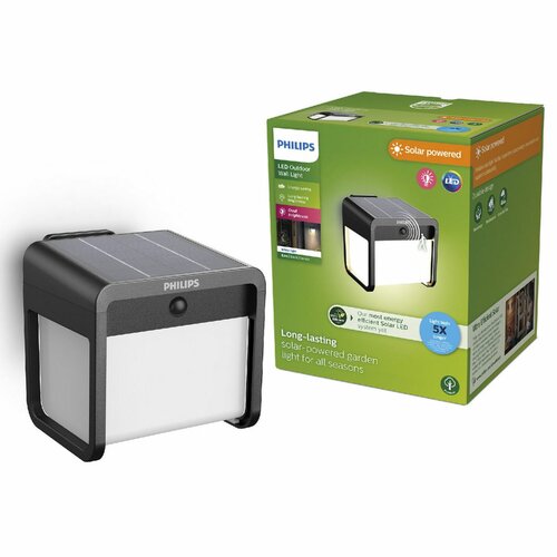Philips Ezra UltraEfficient solarna oprawa LED,czujnik, czarna, 1,8 W, 250/25 lm, 3000 K