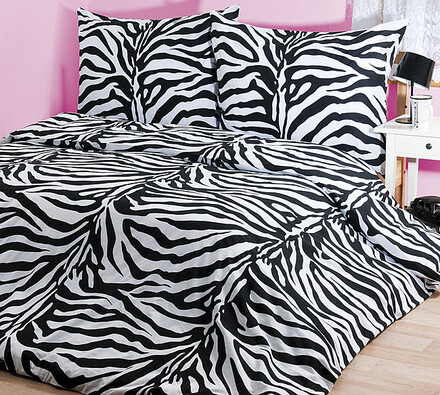 Bavlněné povlečení Zebra, 240 x 220 cm, 2 ks 70 x 90 cm