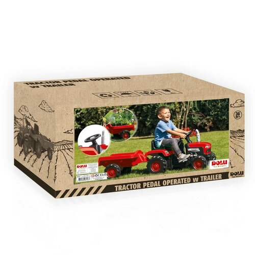 Tractor cu pedale și remorcă pentru copii Dolu,roșu