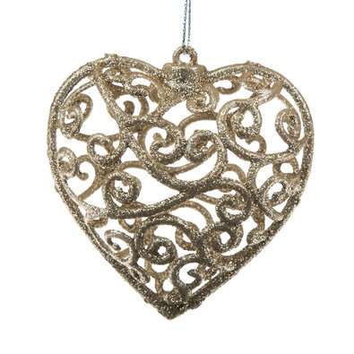 Ornament de Crăciun Carlita Heart aur, 10 x 10 x 2cm, plastic