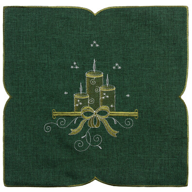 Vianočný obrus Sviečky zelená, 35 x 35 cm