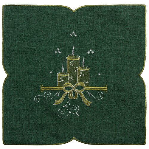 Vianočný obrus Sviečky zelená, 35 x 35 cm