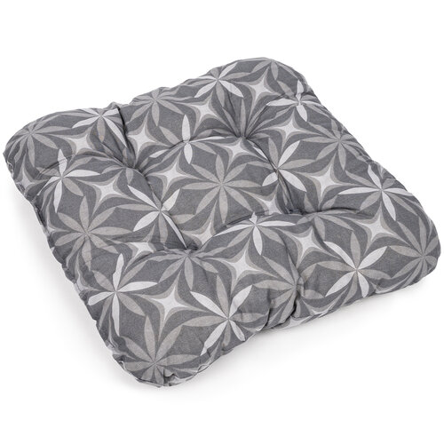 Sitzkissen Blumen Grau, 38 x 38 x 7 cm