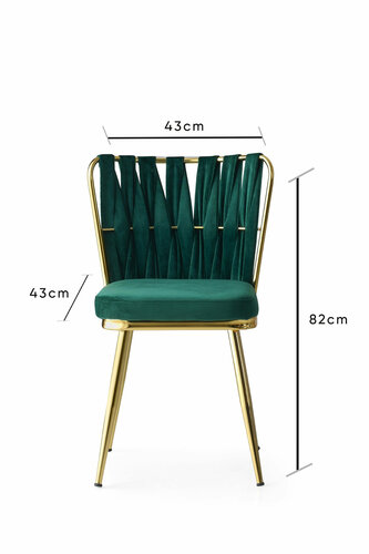 Esszimmerstuhl-Set Kusakli Green and Gold, 2 Stück