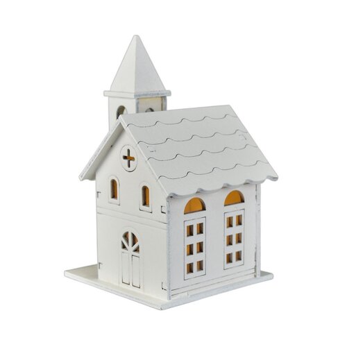 Decor iluminat de Crăciun Biserica din lemn, 8 x13 x 8 cm, LED