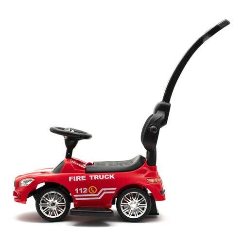 Baby Mix Detská odrážadlo so zvukom a vodiacoutyčou Hasiči, červená