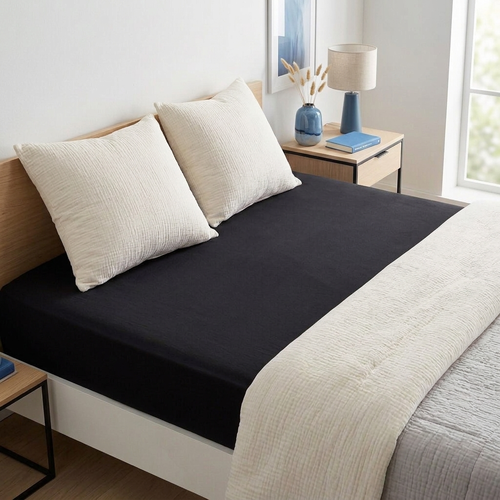 4Home Jersey-Bettlaken IDEAL schwarz, 90–100 x 200 cm