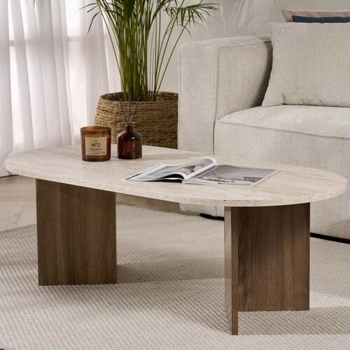 Konferenční stolek Sable - Travertine, Venezia Walnut