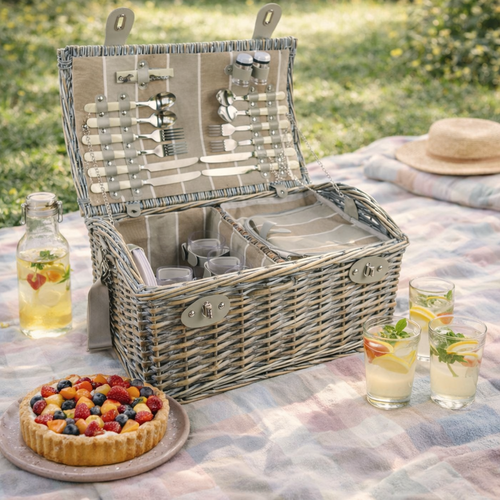 Coș picnic pentru 4 persoane Brown, 46 x 31x 21 cm