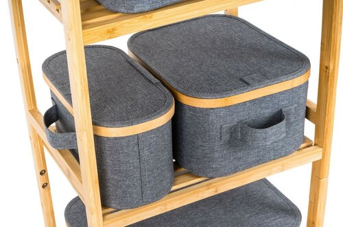 Úložný box G21 30 x 30 x 15 cm, bambusový s víkem, šedý