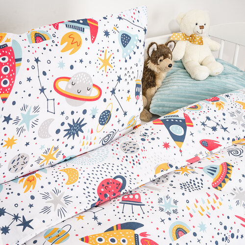 4Home Lenjerie de pat din bumbac pentru copiiCosmic Adventure, 100 x 135 cm, 40 x 60 cm