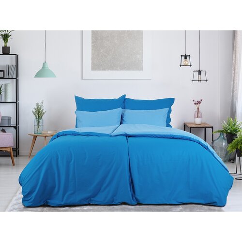 B.E.S. Petrovice Lenjerie de pat din bumbac Double face cobalt/albastru, 140 x 220 cm, 70 x 90 cm