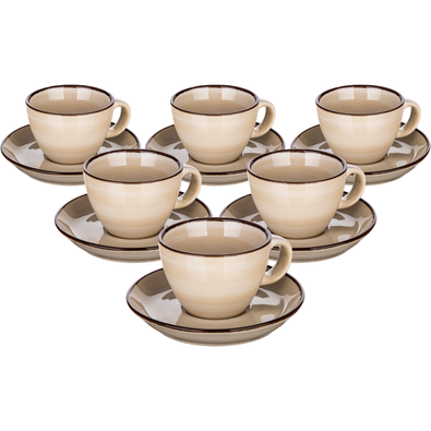 Banquet Set mit 6 Tassen und Untertassen Palas 90 ml, Cremefarben