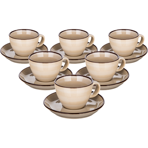 Banquet Set mit 6 Tassen und Untertassen Palas 90 ml, Cremefarben