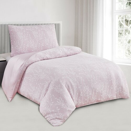 Жакардова постільна білизна Boston рожева, 140 x 200 см, 70 x 90 см