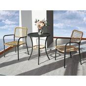 Autronic Balkon-Set 1+2, Metall, Polyrattan, natürlich, AZ-L1103 NAT
