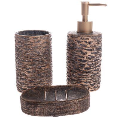 Set de accesorii de baie din ciment Africano, 3 piese, maro