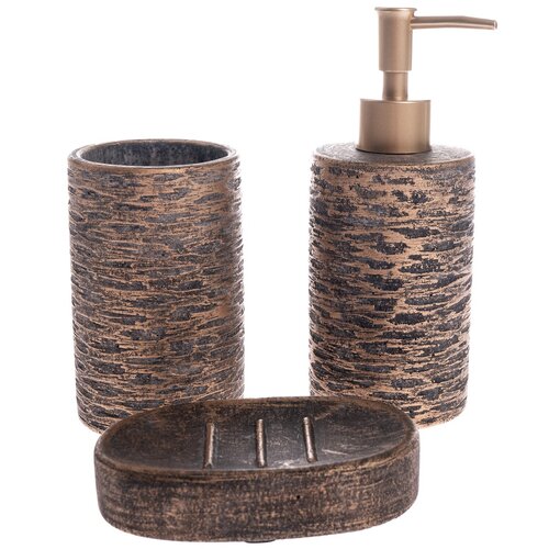 Set de accesorii de baie din ciment Africano, 3 piese, maro