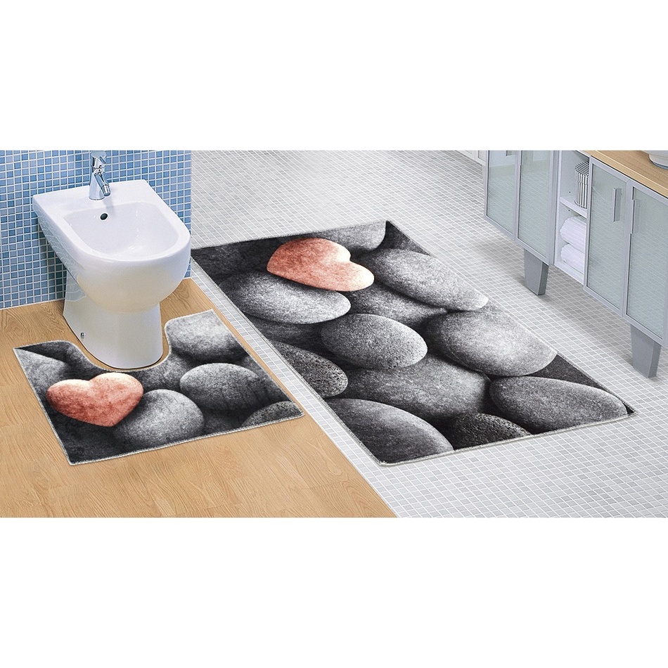 Bellatex Koupelnová předložka Tmavé kameny 3D, 60 x 100 + 60 x 50 cm