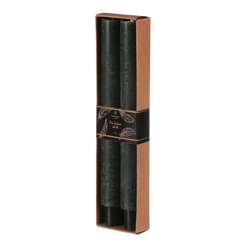 Set de lumânări conice, verde închis, 2 bucăți, parafină