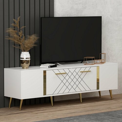 Televizní stolek Detas White and Gold