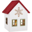 Sfeșnic din lemn Căsuță cu fulg de zăpadă cu LED, 15 cm, roșu