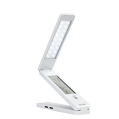 USB LED Wielofunkcyjna lampka stołowa z wyświetlaczem, biała