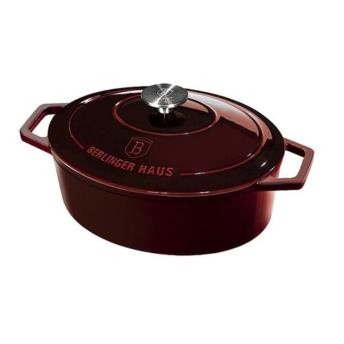 Berlinger Haus Gusseisen Topf mit Deckel  Burgundenrot, Line, 30 cm