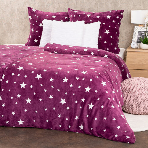 4Home Obliečky mikroflanel Stars violet, 160 x 200 cm, 2x 70 x 80 cm