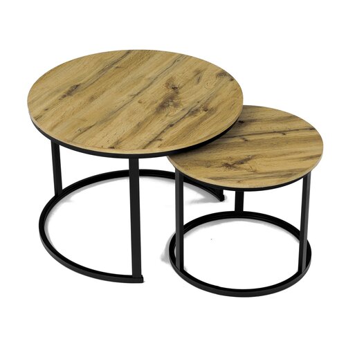 Couchtisch-Set, Wild Eiche, 2 Stück