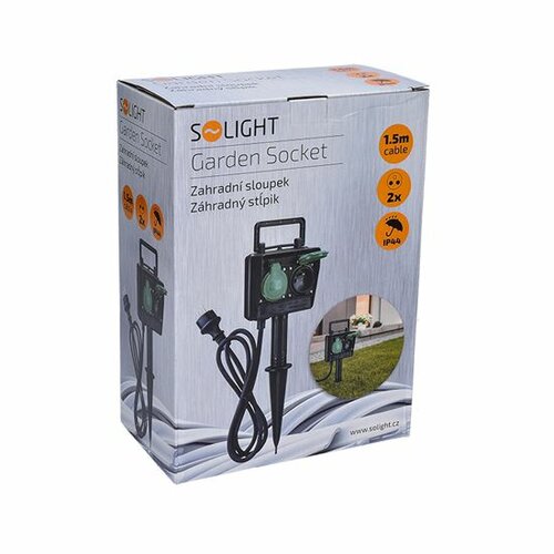 Solight PG01 Zahradní sloupek IP44, 2 zásuvky, gumový kabel 1,5 m
