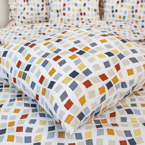 Kvalitex Krepp-Bettwäsche Mosaik, 240 x 220 cm, 2x 70 x 90 cm