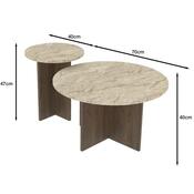 Konferenční stolek Asha Double - Travertine, ořech