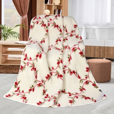 Volnena odeja Evropska merino Kvítky popínavé, 155x 200 cm