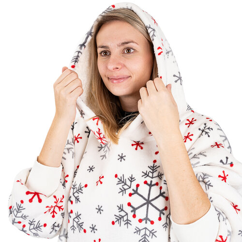 4Home Sweatshirt Mikroplüsch in Lammfelloptik Snowflakes, Größe M