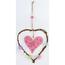 Dřevěná závěsná dekorace Srdce růžová, 20 cm