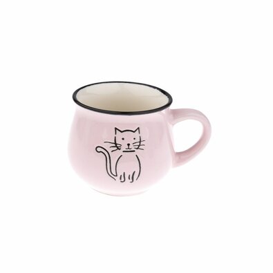 Cană ceramică Cat 230 ml, roz