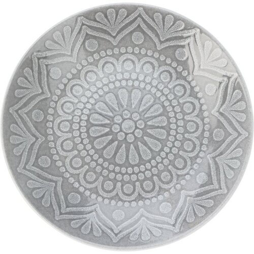 Kamionkowy talerz deserowy Ethnic, średnica 20 cm, szary