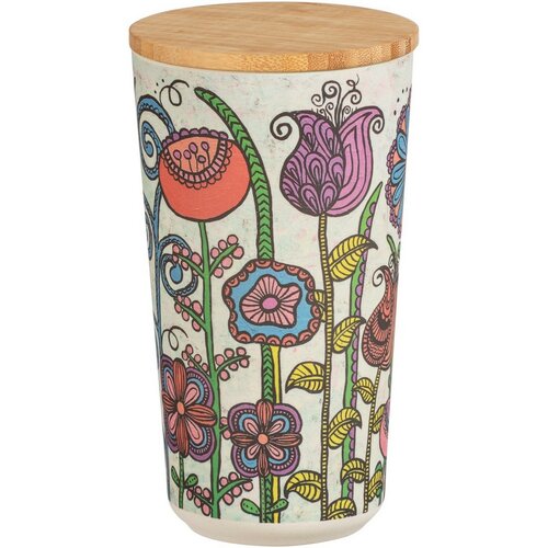 Wenko Dóza z bioplastu s bambusovým víkem Rollin'Art Flowers 950 ml