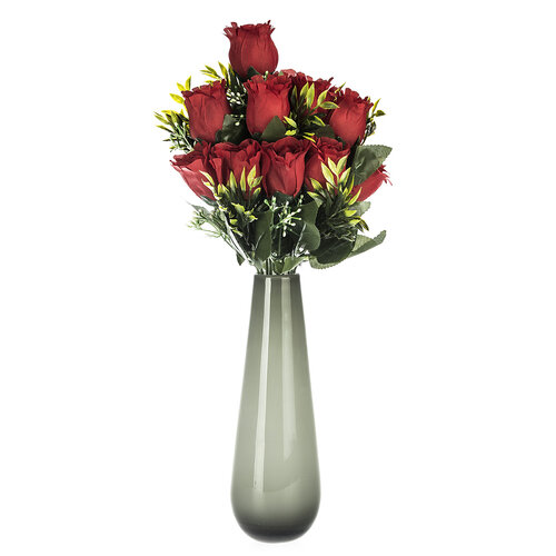 Buchet artificial trandafir roșu 43 cm